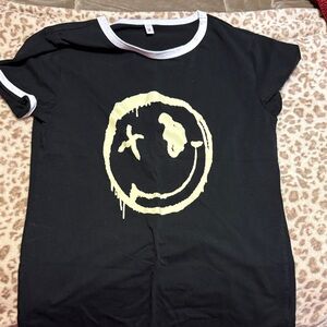 Black Kids T-Shirt with Smiley Design